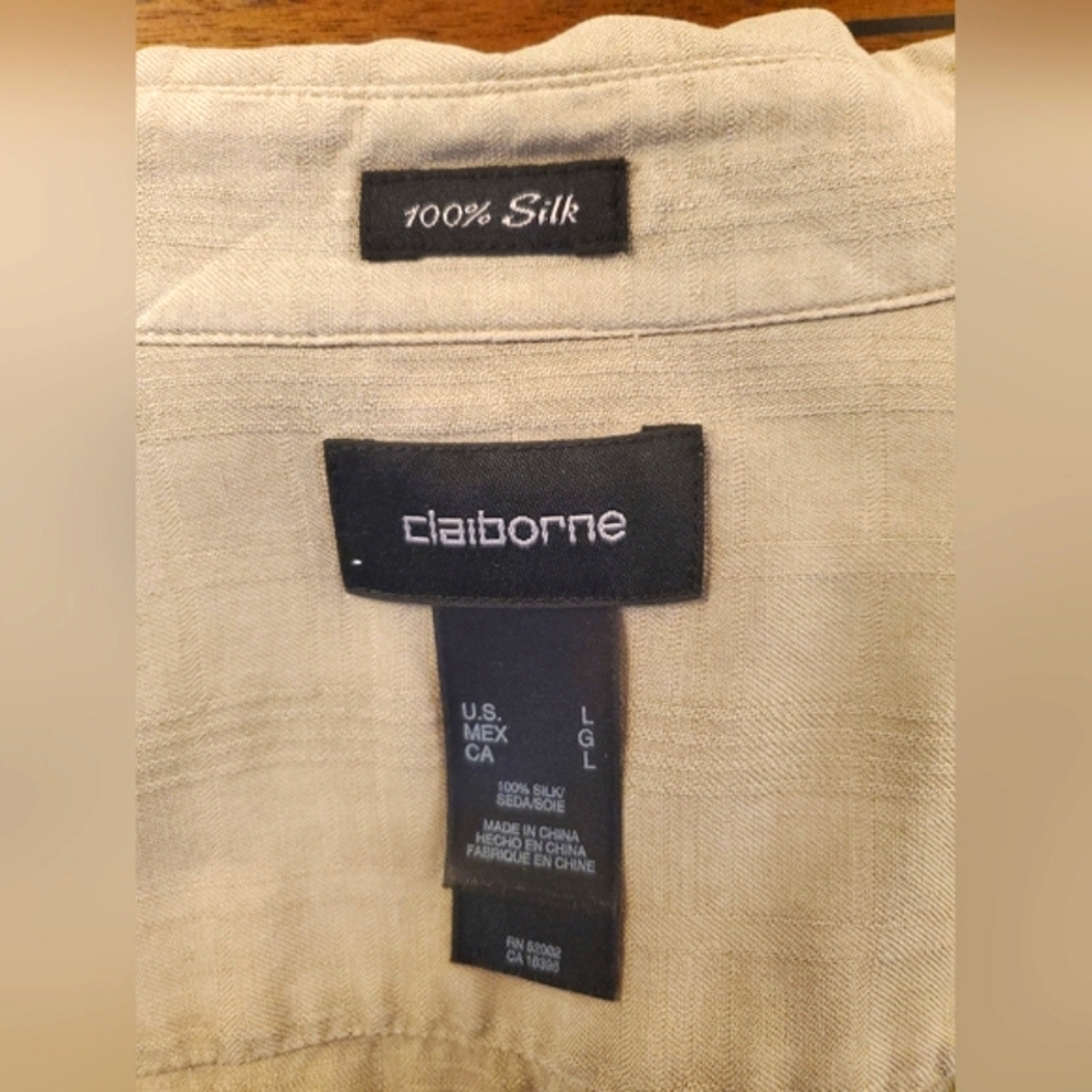 SILK CLAIBORNE MENS LARGE CAMP SHIRT